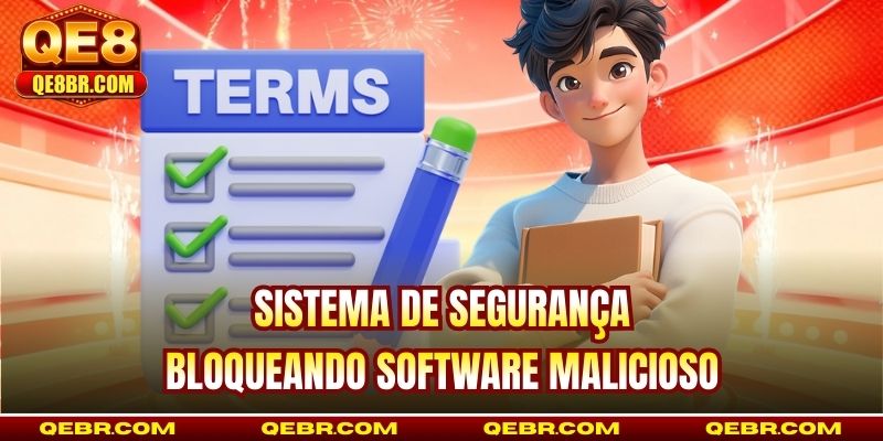 Sistema de segurança bloqueando software malicioso