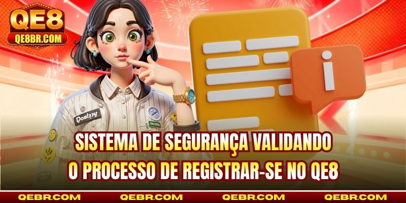 Sistema de segurança validando o processo de registrar-se no QE8